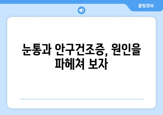 눈통과 안구건조증, 어떤 관계일까요? | 눈통 증상, 안구건조증 원인, 예방법