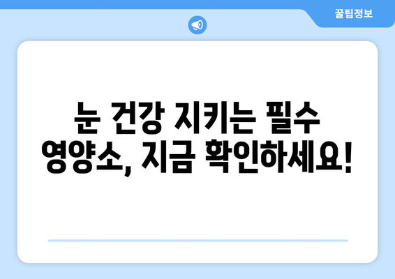 눈 통증 해결! 영양제로 눈 건강 지키기 | 눈피로, 안구건조증, 시력 개선 영양제 추천