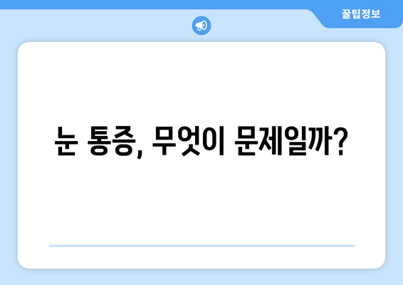 눈 통증, 왜 생길까? 원인과 치료 병원 찾는 방법 | 눈 통증, 안과 진료, 원인 분석, 병원 추천