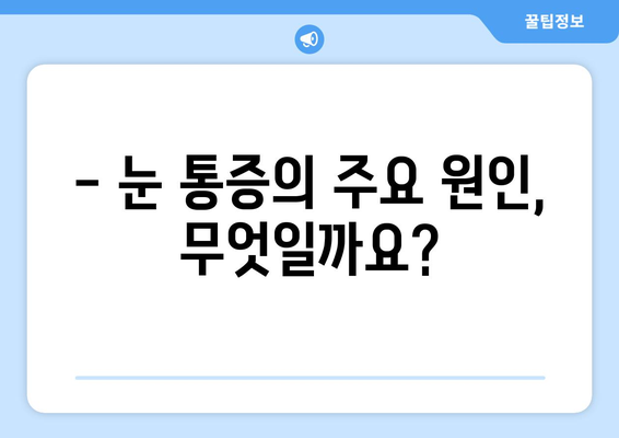 눈 통증, 의학적 과장에 속지 마세요! | 눈 통증 원인, 진단, 치료, 주의사항