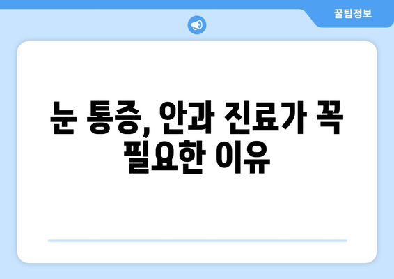 눈 통증, 왜 생길까? 원인과 치료 병원 찾는 방법 | 눈 통증, 안과 진료, 원인 분석, 병원 추천