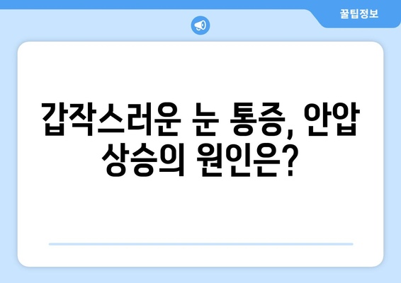 눈 통증과 안압 상승| 응급 상황, 이렇게 구별하세요! | 눈 통증, 안압 상승, 응급처치, 안과 질환