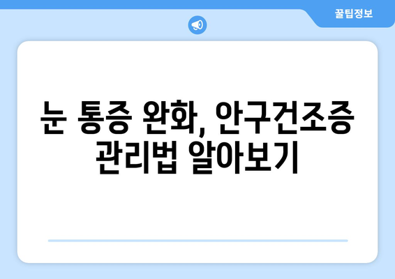 안구 건조증으로 인한 눈 통증, 이유와 관리법 | 눈 건조증, 눈 통증, 관리 가이드