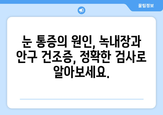 눈 통증, 녹내장만 의심하시나요? 건조증 검사도 필수입니다! | 눈 통증, 녹내장, 안구 건조증, 검사