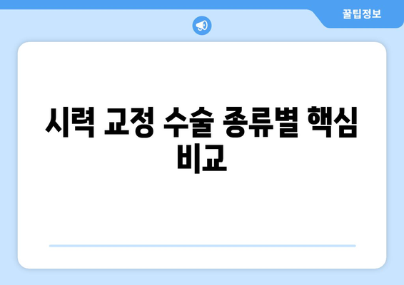 시력 교정 수술 종류별 핵심 비교| 나에게 맞는 수술은? | 라식, 라섹, 렌즈삽입술, 시력교정, 안과