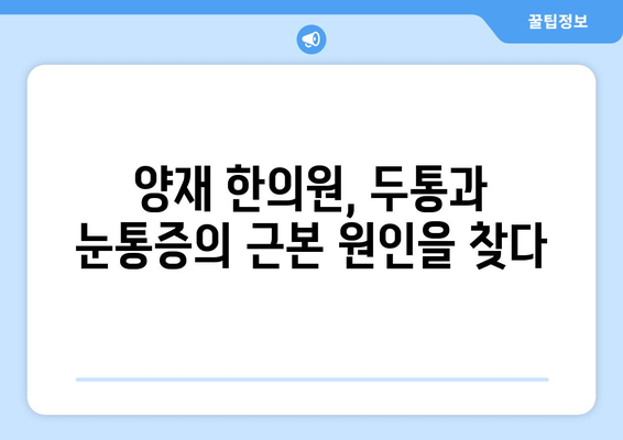 두통과 눈통증, 무엇이 원인일까요? | 양재 한의원에서 밝히는 의문점과 해결책