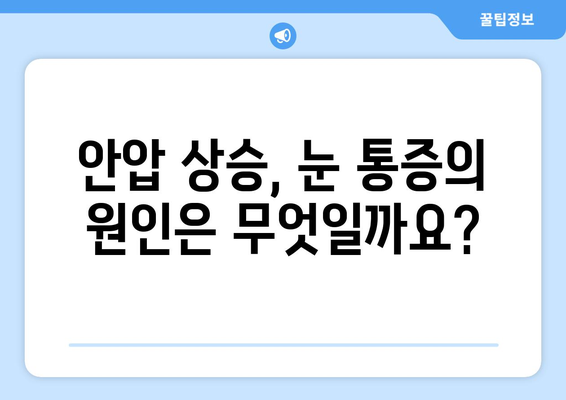 안압 상승, 눈통증의 원인일까요? | 안압, 눈통증, 원인, 증상, 진료, 치료