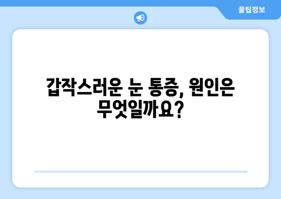 갑작스러운 눈 통증| 왼쪽 or 오른쪽, 어떻게 대처해야 할까요? | 눈 통증 원인, 증상, 응급처치, 병원 방문 팁