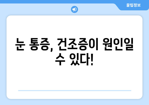 눈 통증의 원인, 건조증? 알아야 할 증상과 관리법 | 눈 건조증, 안구 건조, 눈 통증, 눈 관리