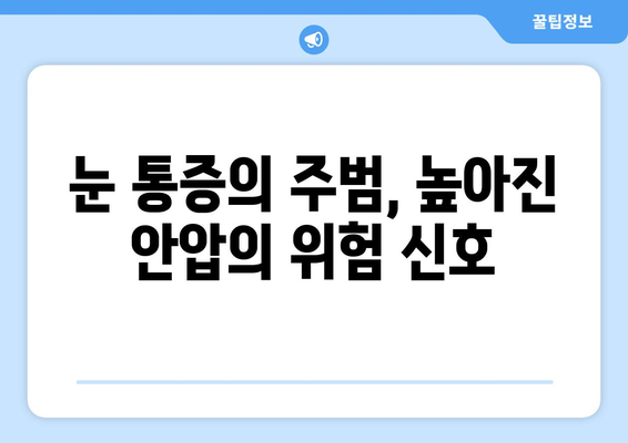 안압 상승으로 인한 눈 통증| 원인, 증상, 그리고 관리 방법 | 안압, 눈 통증, 녹내장, 시력 저하