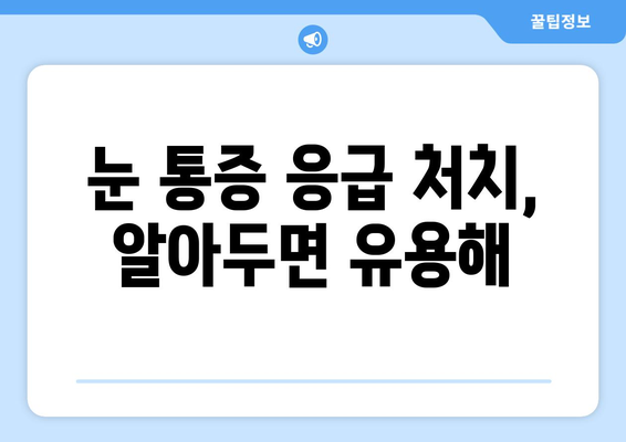 눈 통증, 휴식만으로 해결될까? 응급 상황 판별 가이드 | 눈 통증, 응급 처치, 안과 진료