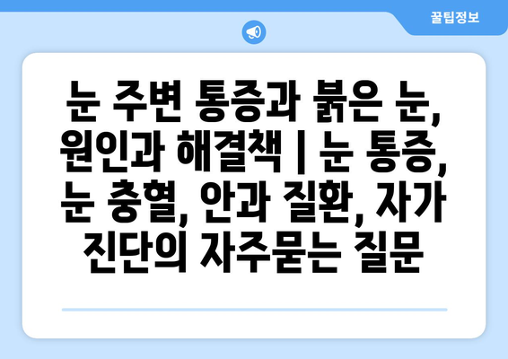 눈 주변 통증과 붉은 눈, 원인과 해결책 | 눈 통증, 눈 충혈, 안과 질환, 자가 진단