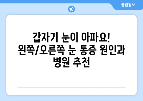 갑자기 눈이 아파요! 왼쪽/오른쪽 눈 통증, 주변 통증 원인과 병원 추천 | 눈 통증, 안과, 응급실, 진료