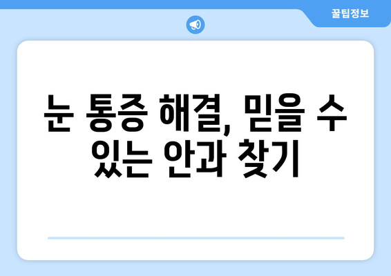 눈 통증, 왜 생길까? 원인과 치료 병원 찾는 방법 | 눈 통증, 안과 진료, 원인 분석, 병원 추천