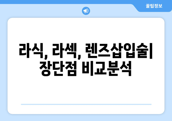 시력 교정술의 다양한 방법| 나에게 맞는 선택은? | 라식, 라섹, 렌즈삽입술, 시력교정