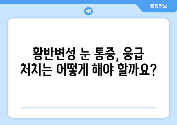 황반변성으로 인한 눈 통증, 응급 상황일까요? | 황반변성, 눈 통증, 응급 처치, 진단, 치료