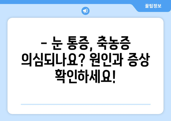 눈 통증, 축농증 때문일까요? 원인 분석 및 해결 방안 | 축농증, 눈 통증, 원인, 증상, 치료