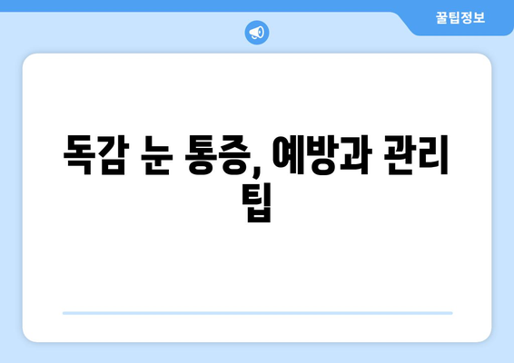 독감 눈 통증, 왜 생길까? | 증상과 예방법, 관리법 완벽 가이드