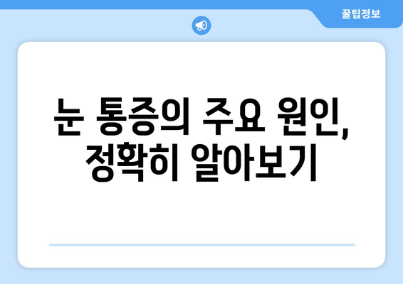 눈 통증, 대광고에 속지 마세요! | 눈 통증 원인, 진단, 치료, 예방 솔루션