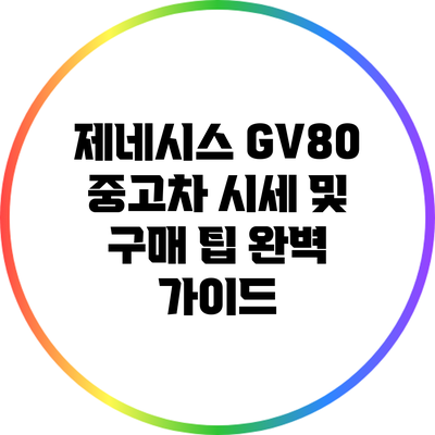 제네시스 GV80 중고차 시세 및 구매 팁 완벽 가이드