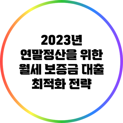 2023년 연말정산을 위한 월세 보증금 대출 최적화 전략