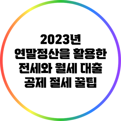 2023년 연말정산을 활용한 전세와 월세 대출 공제 절세 꿀팁