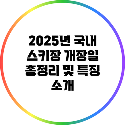 2025년 국내 스키장 개장일 총정리 및 특징 소개