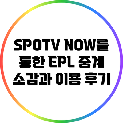 SPOTV NOW를 통한 EPL 중계 소감과 이용 후기