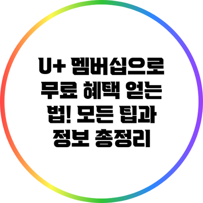 U+ 멤버십으로 무료 혜택 얻는 법! 모든 팁과 정보 총정리