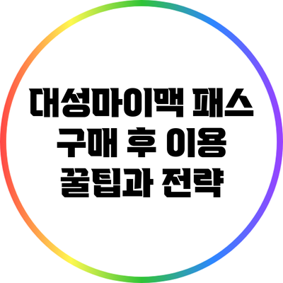 대성마이맥 패스 구매 후 이용 꿀팁과 전략