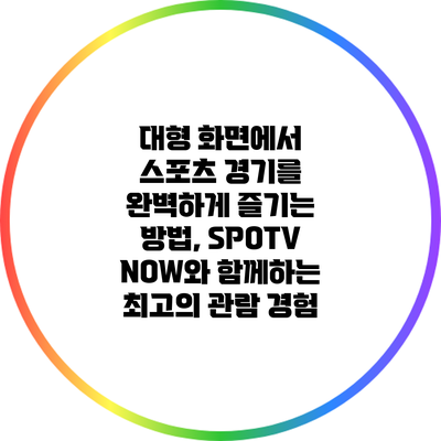 대형 화면에서 스포츠 경기를 완벽하게 즐기는 방법, SPOTV NOW와 함께하는 최고의 관람 경험