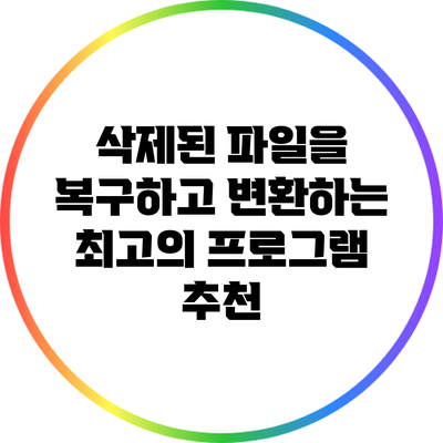 삭제된 파일을 복구하고 변환하는 최고의 프로그램 추천