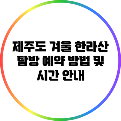 제주도 겨울 한라산 탐방: 예약 방법 및 시간 안내