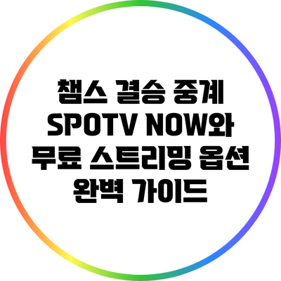 챔스 결승 중계: SPOTV NOW와 무료 스트리밍 옵션 완벽 가이드
