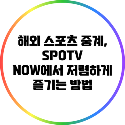 해외 스포츠 중계, SPOTV NOW에서 저렴하게 즐기는 방법