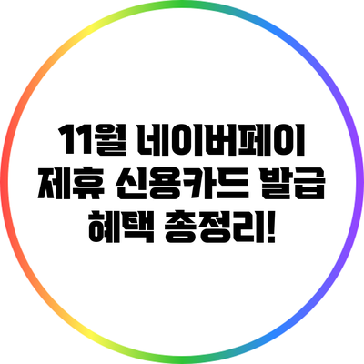 11월 네이버페이 제휴 신용카드 발급 혜택 총정리!