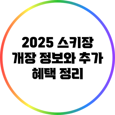 2025 스키장 개장 정보와 추가 혜택 정리
