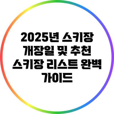 2025년 스키장 개장일 및 추천 스키장 리스트 완벽 가이드