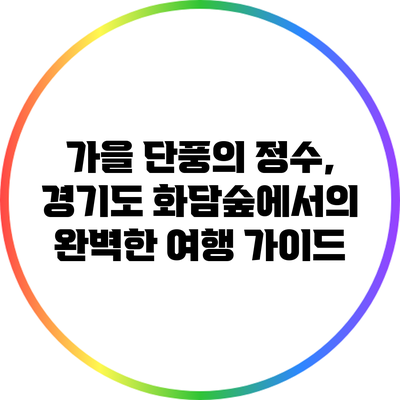 가을 단풍의 정수, 경기도 화담숲에서의 완벽한 여행 가이드