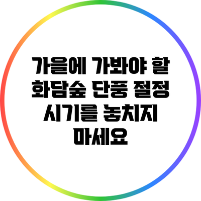 가을에 가봐야 할 화담숲: 단풍 절정 시기를 놓치지 마세요