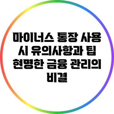 마이너스 통장 사용 시 유의사항과 팁: 현명한 금융 관리의 비결