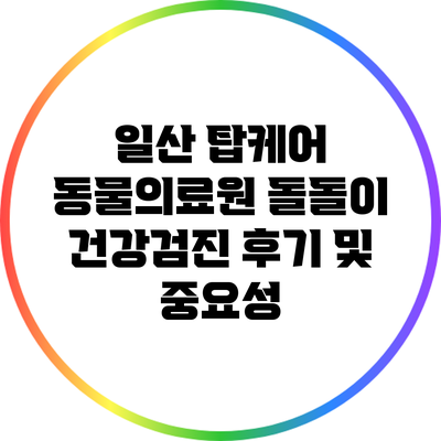일산 탑케어 동물의료원 돌돌이 건강검진 후기 및 중요성