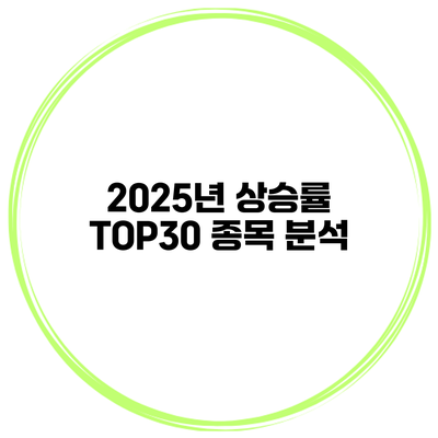 2025년 상승률 TOP30 종목 분석