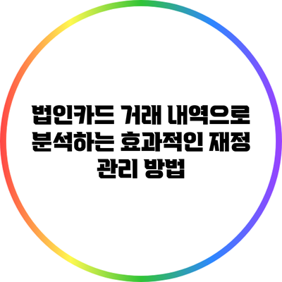 법인카드 거래 내역으로 분석하는 효과적인 재정 관리 방법