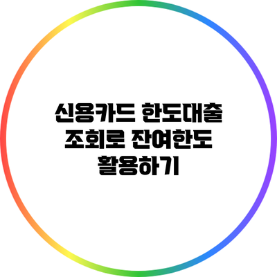 신용카드 한도대출 조회로 잔여한도 활용하기