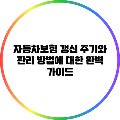 자동차보험 갱신 주기와 관리 방법에 대한 완벽 가이드