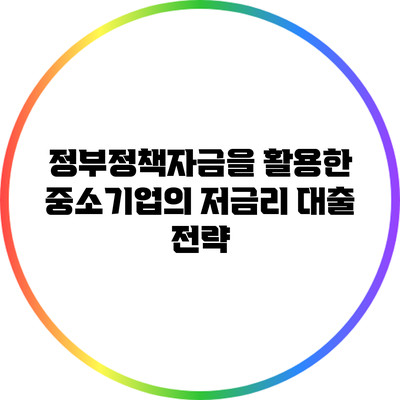 정부정책자금을 활용한 중소기업의 저금리 대출 전략