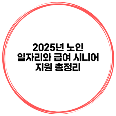 2025년 노인 일자리와 급여: 시니어 지원 총정리