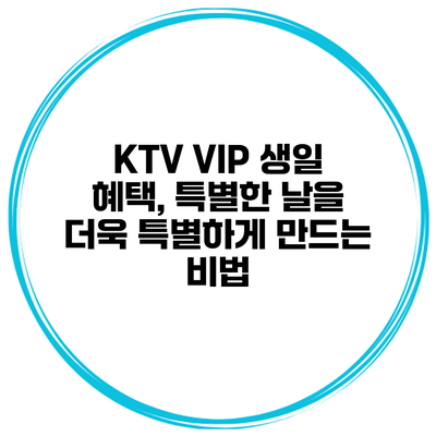KTV VIP 생일 혜택, 특별한 날을 더욱 특별하게 만드는 비법