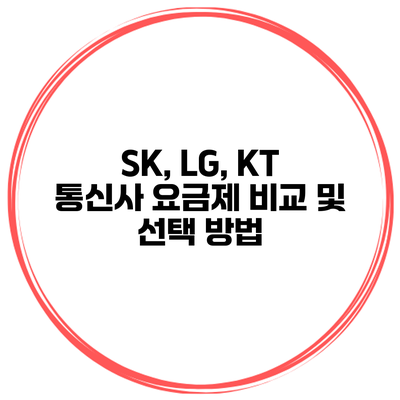 SK, LG, KT 통신사 요금제 비교 및 선택 방법